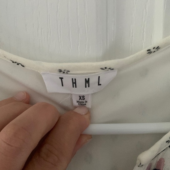 THML PomPom Short ‎ Dress XS bohemian floral multicolored festive beach white - Picture 3 of 9